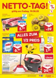 Gazetka promocyjna Netto Marken-Discount - Filial-Angebote - Gazetka - ważna od 20.08 do 20.08.2022 - strona 39 - produkty: angebot, asti, bestpreis, chardonnay, Clin, eis, Elan, filet, fisch, Holz, kiwi, Kiwi Gold, kraft, mikrofaser, Mikrofasertücher, Quiche, reis, ring, schwein, schweine, schweinefilet, Teleskop, teleskopstiel, Ti, tücher, waschmittel, wasser, wein, weine, Weißwein, ZTE