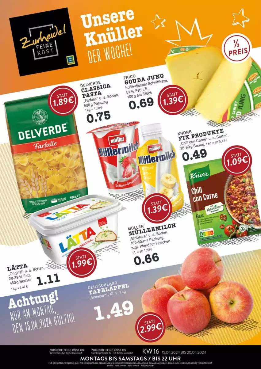 Aktueller Prospekt Edeka - Prospekte - von 13.04 bis 20.04.2024 - strona 1 - produkty: beere, erdbeere, erde, flasche, gin, gouda, gouda jung, knorr, pasta