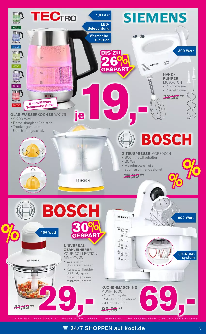 Aktueller Prospekt Kodi - Prospekte - von 12.03 bis 17.03.2022 - strona 3 - produkty: Becher, Behälter, beleuchtung, edelstahl, eis, elle, glas-wasserkocher, Kocher, küche, Küchen, küchenmaschine, leine, messer, mikrowelle, reis, saft, salz, Schal, spülmaschinen, teller, Ti, überhitzungsschutz, wasser, wasserkocher, Yo, Zerkleinerer, Zitruspresse