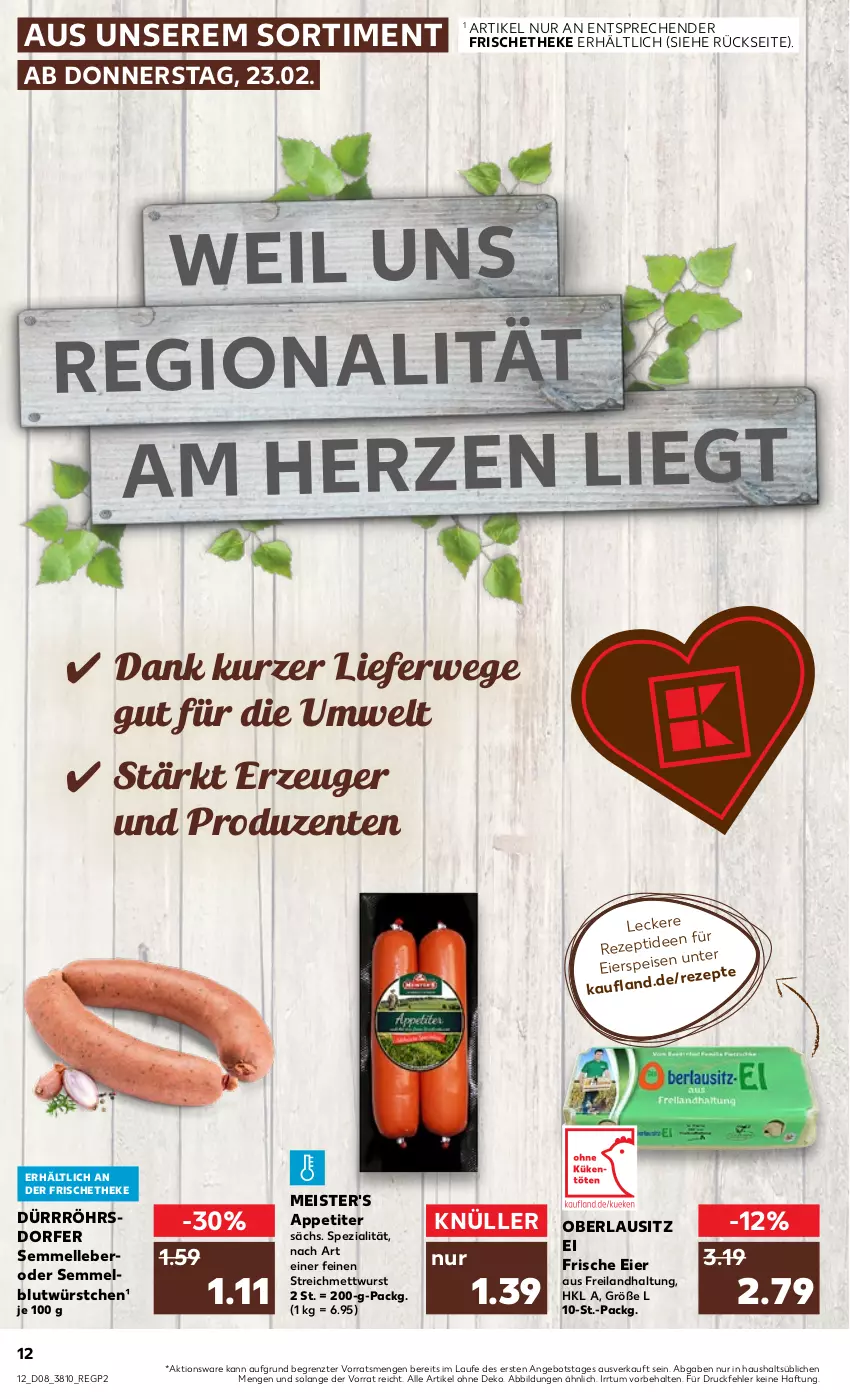 Aktueller Prospekt Kaufland - von 23.02 bis 01.03.2023 - strona 12 - produkty: angebot, eier, eis, elle, ente, Meister, Mett, mettwurst, rezept, rezepte, rwe, Semmel, Spezi, Ti, wurst, würstchen, ZTE