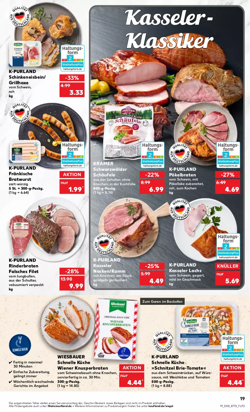 Aktueller Prospekt Kaufland - von 23.02 bis 01.03.2023 - strona 19 - produkty: angebot, angebote, auer, axe, backofen, Bau, Bauer, besteck, braten, bratwurst, brie, eis, elle, Falsches Filet, filet, geschirr, grill, grillhaxe, Haxe, ilag, jungbullen, Käse, kasseler, küche, lachs, mac, Ofen, purland, rind, rinder, rinderbraten, sauce, schinken, schnitzel, schwein, schweine, Schweinebauch, schweinerücken, teller, Ti, tomate, tomaten, weichkäse, wein, weine, wiener, wiesbauer, wurst, würzsauce