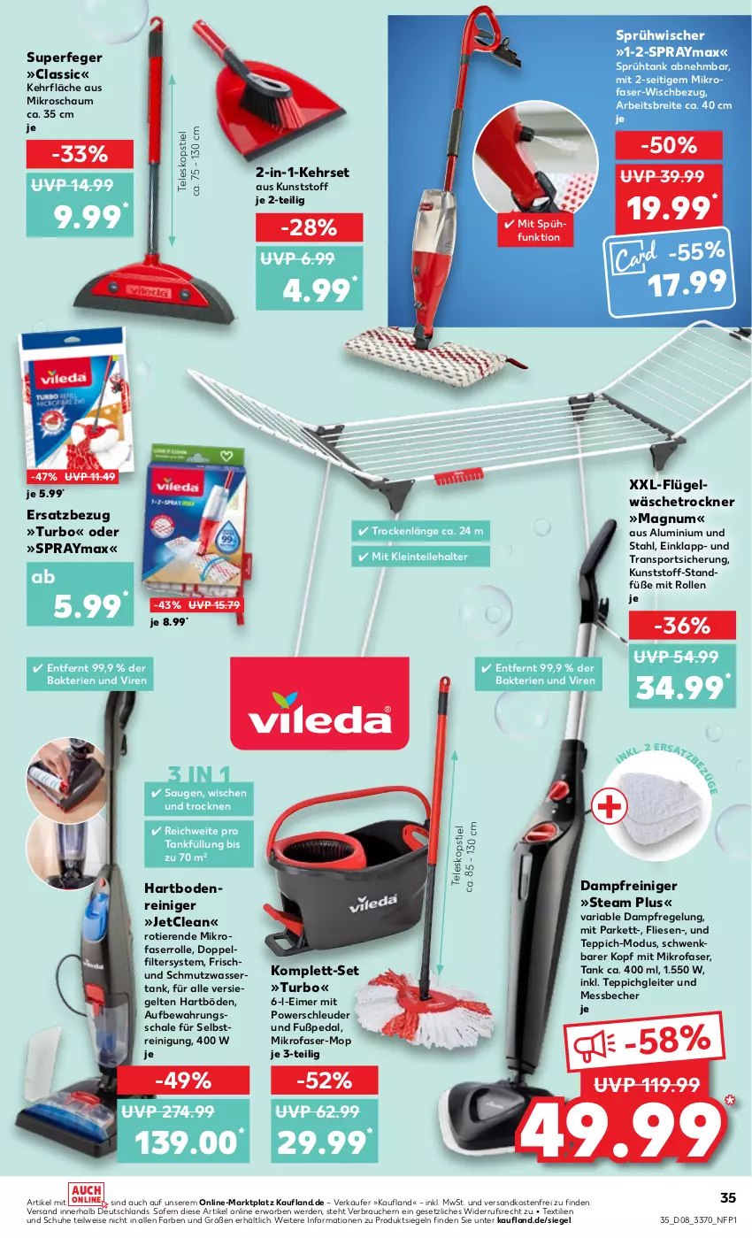 Aktueller Prospekt Kaufland - von 23.02 bis 01.03.2023 - strona 35 - produkty: Becher, Brei, dampfreiniger, eimer, eis, erde, Hartbodenreiniger, magnum, Messbecher, mikrofaser, ndk, Rauch, reiniger, Reinigung, Ria, Schal, Schale, schuhe, Sport, Teleskop, teleskopstiel, teppich, Ti, Tiere, Trockner, versandkostenfrei, wäschetrockner, wasser, wassertank