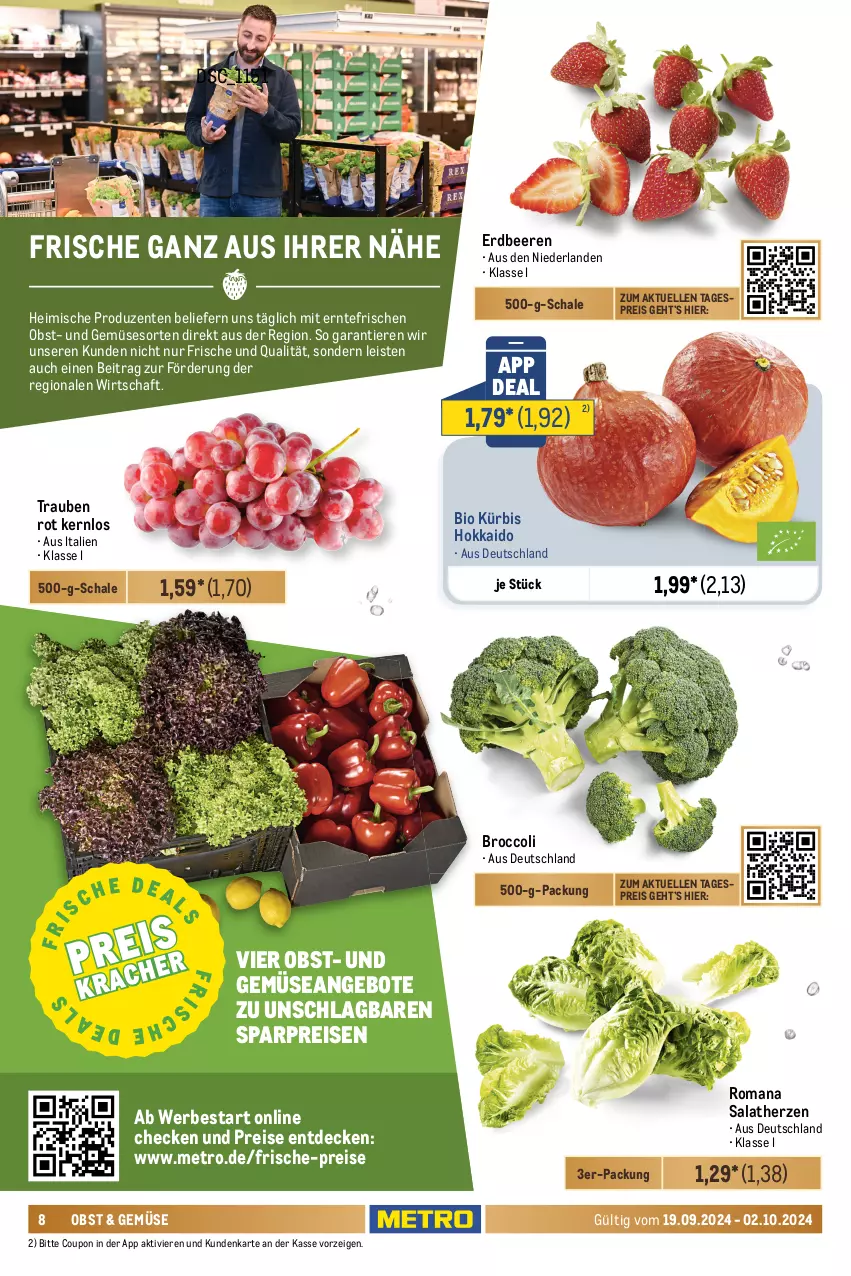 Aktueller Prospekt Metro - Food-NonFood - von 19.09 bis 02.10.2024 - strona 10 - produkty: angebot, angebote, apfel, beere, beeren, bio, blätterteig, broccoli, coupon, creme, decke, eimer, eis, eiscreme, Elektro, elle, Elvie, ente, erdbeere, erdbeeren, frosta, früchte, früchten, henglein, kartoffel, kartoffeln, kuchen, Kürbis, Metro, obst, reis, rwe, sahne, salat, salatherzen, sauce, Schal, Schale, Ti, Tiere, trauben, und gemüse, vanille