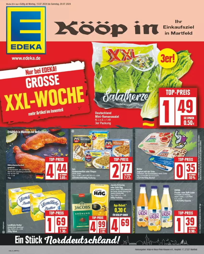 Aktueller Prospekt Edeka - Prospekte - von 15.07 bis 20.07.2024 - strona 1 - produkty: Becher, butter, landliebe, Müller, tee, Ti, Yo