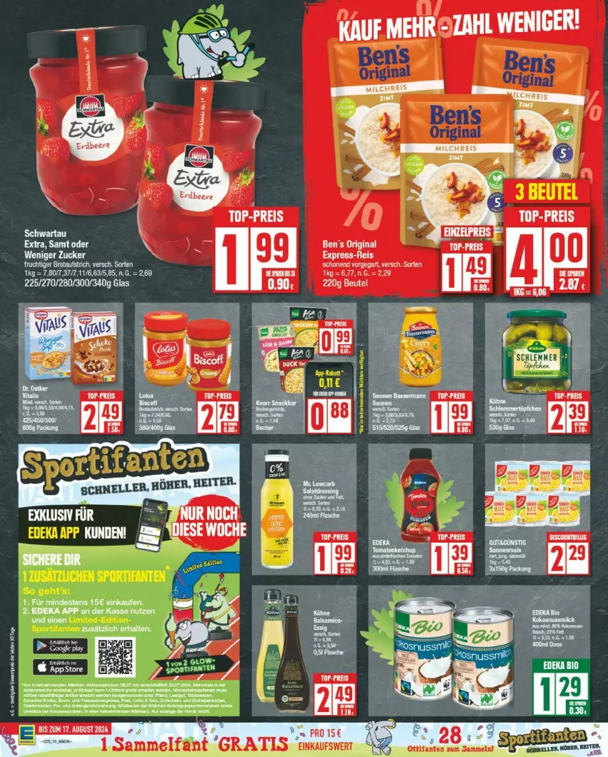 Aktueller Prospekt Edeka - Prospekte - von 15.07 bis 20.07.2024 - strona 10 - produkty: aufstrich, Ben’s Original, brot, brotaufstrich, discount, eis, elle, express-reis, frucht, gin, reis, tee, Ti, top-preis, zucker