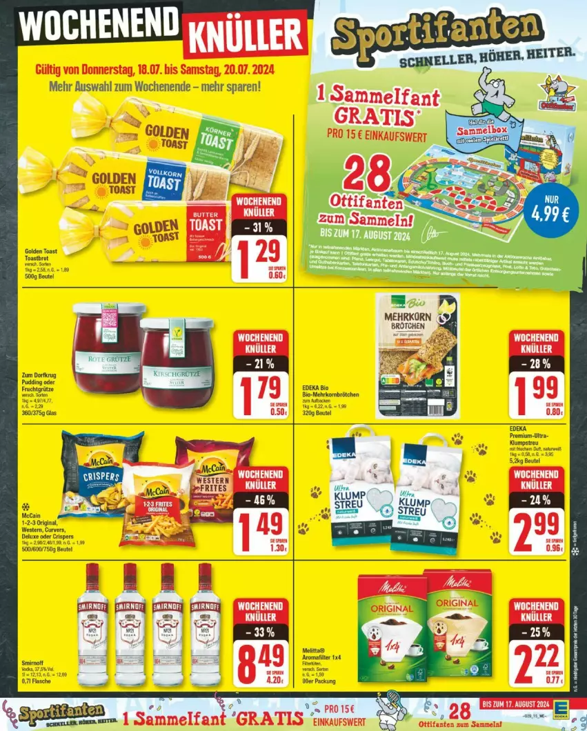 Aktueller Prospekt Edeka - Prospekte - von 15.07 bis 20.07.2024 - strona 15 - produkty: beutel, bio, brötchen, deka, edeka bio, gin, golden toast, korn, Mehrkorn Brötchen, melitta, Ti, toast