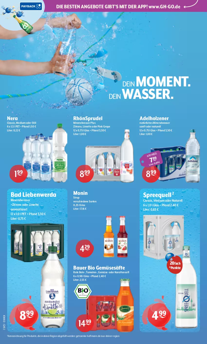 Aktueller Prospekt Getraenke Hoffmann - Prospekte - von 28.09 bis 02.10.2026 - strona 2 - produkty: adelholzener, Alwa, angebot, angebote, auer, Bad, Bad Liebenwerda, Bau, Bauer, bio, bio gemüse, eis, erde, Holz, karotten, limette, Mett, mineralwasser, monin, natur, natürliches mineralwasser, rel, RhönSprudel, rote bete, saft, säfte, sirup, Spreequell, Sprudel, Ti, tomate, tomaten, wasser, zitrone