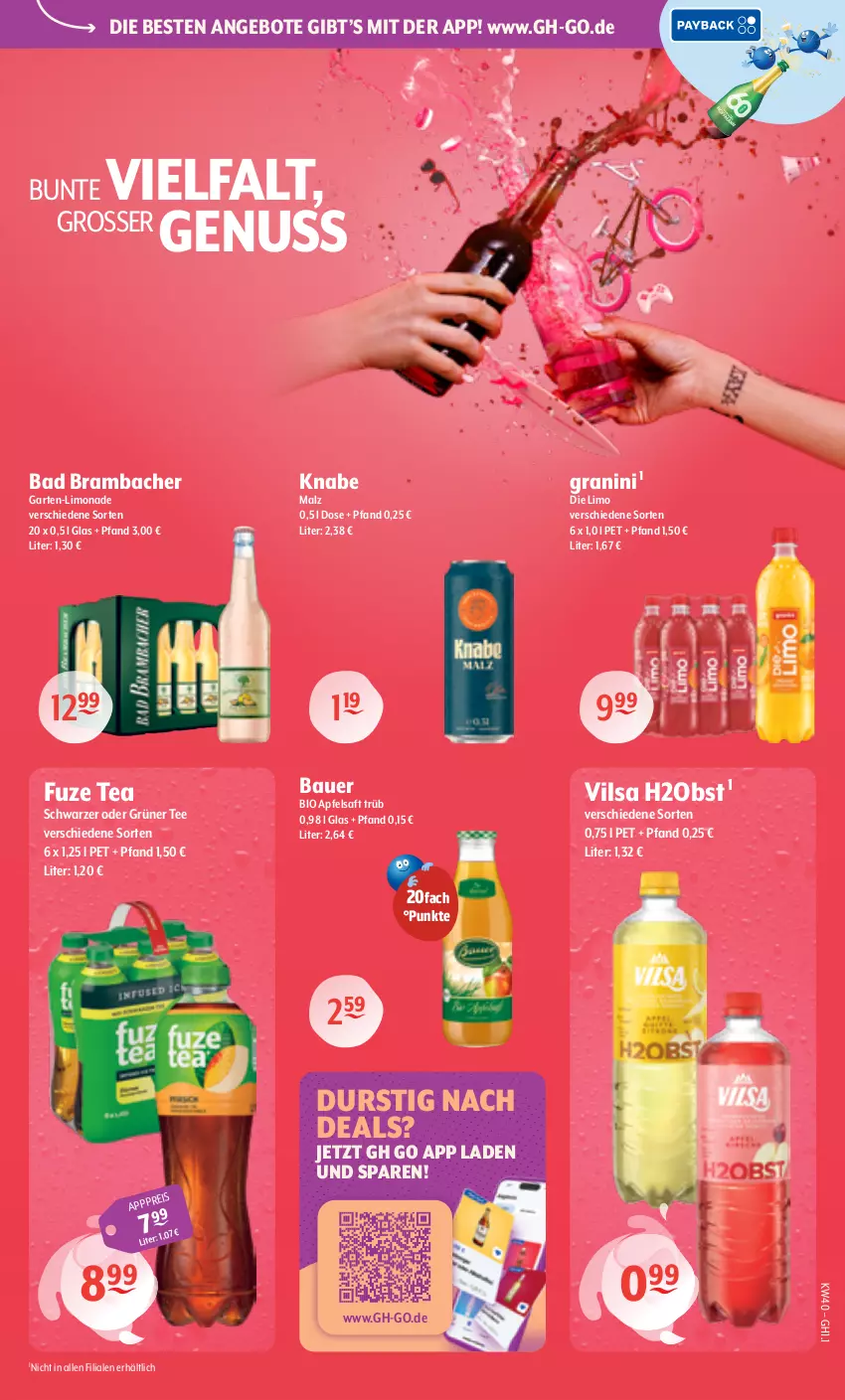 Aktueller Prospekt Getraenke Hoffmann - Prospekte - von 28.09 bis 02.10.2026 - strona 3 - produkty: angebot, angebote, apfel, apfelsaft, auer, Bad, Bau, Bauer, bio, eis, fuze tea, Garten, granini, grüner tee, limo, limonade, malz, nuss, obst, saft, tee, Ti, vilsa