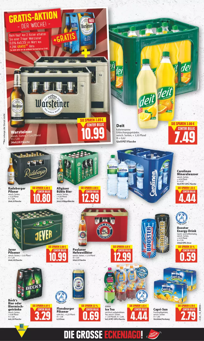 Aktueller Prospekt E Center - Angebote der Woche - von 29.08 bis 03.09.2022 - strona 12 - produkty: Alwa, Berger, bier, bügel, bügelflasche, Cap, capri-sun, deit, deka, drink, erfrischungsgetränk, erfrischungsgetränke, flasche, frucht, fruchtsaft, fruchtsaftgetränk, getränk, getränke, Hefe, ice tea, jever, LG, mineralwasser, Paula, paulaner, pet-flasche, pils, pilsener, pilsner, radeberger, saft, tee, Ti, wasser