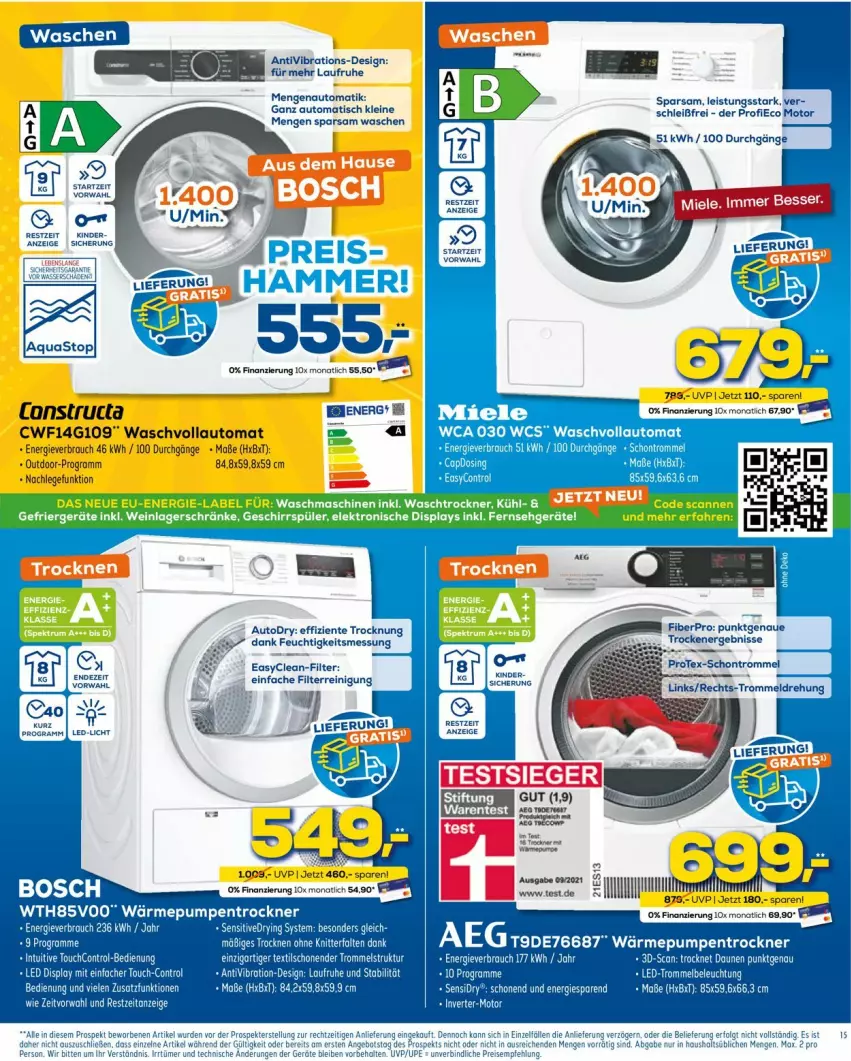 Aktueller Prospekt Euronics - Prospekte - von 04.05 bis 11.05.2022 - strona 15 - produkty: aqua, aquastop, auto, eis, Elektro, ente, geschirr, lays, leine, Reinigung, Ti, tisch, Trockner, waschmaschine, waschmaschinen, waschtrockner, wein