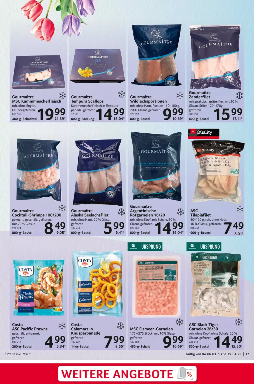 Aktueller Prospekt Selgros - Feinkostkatalog für Ostern - von 06.03 bis 19.04.2025 - strona 17 - produkty: beutel, buch, Cif, cocktail, eis, filet, fleisch, garnelen, lachs, lachsfilet, lack, mars, prawns, reis, Schal, Schale, seelachsfilet, Sport, Ti, Tilapia, tisch, Wild, wildlachs, Zander