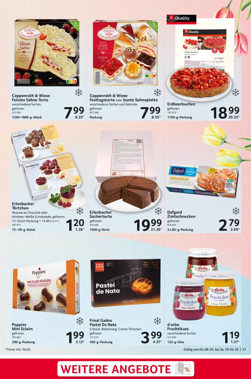 Aktueller Prospekt Selgros - Feinkostkatalog für Ostern - von 06.03 bis 19.04.2025 - strona 21 - produkty: angebot, angebote, blätterteig, cola, coppenrath, creme, eis, frucht, früchte, himbeer, kuchen, latte, Löffel, mousse, Mousse au Chocolat, Popp, reis, sac, sahne, schoko, schokolade, Ti, Törtchen, torte, Weiße Schokolade