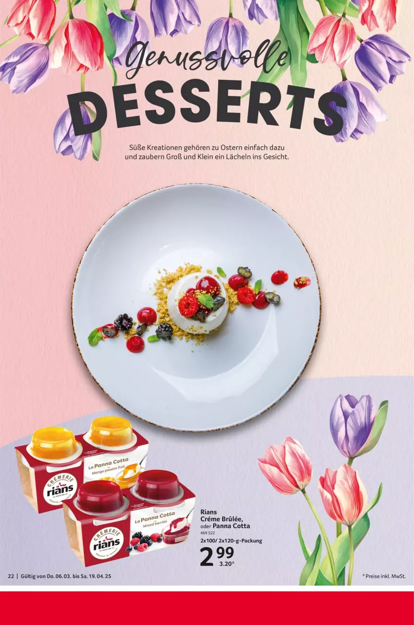 Aktueller Prospekt Selgros - Feinkostkatalog für Ostern - von 06.03 bis 19.04.2025 - strona 22 - produkty: creme, eis, panna cotta, reis, Ria, Ti