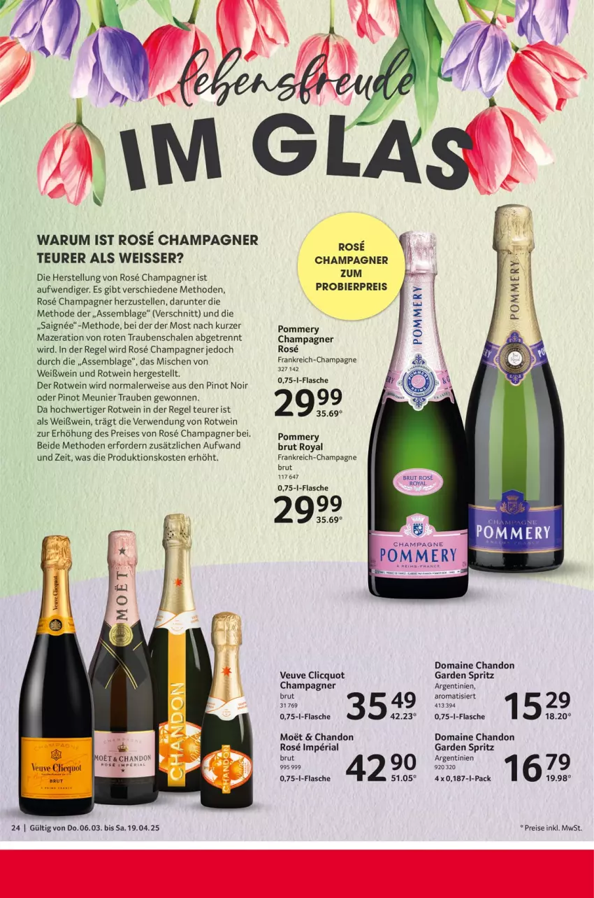 Aktueller Prospekt Selgros - Feinkostkatalog für Ostern - von 06.03 bis 19.04.2025 - strona 24 - produkty: bier, brut, champagne, champagner, eis, elle, flasche, moet, Pinot, Pinot Meunier, pinot noir, reis, Ria, rotwein, rum, rwe, Schal, Schale, Ti, trauben, wein, Weißwein