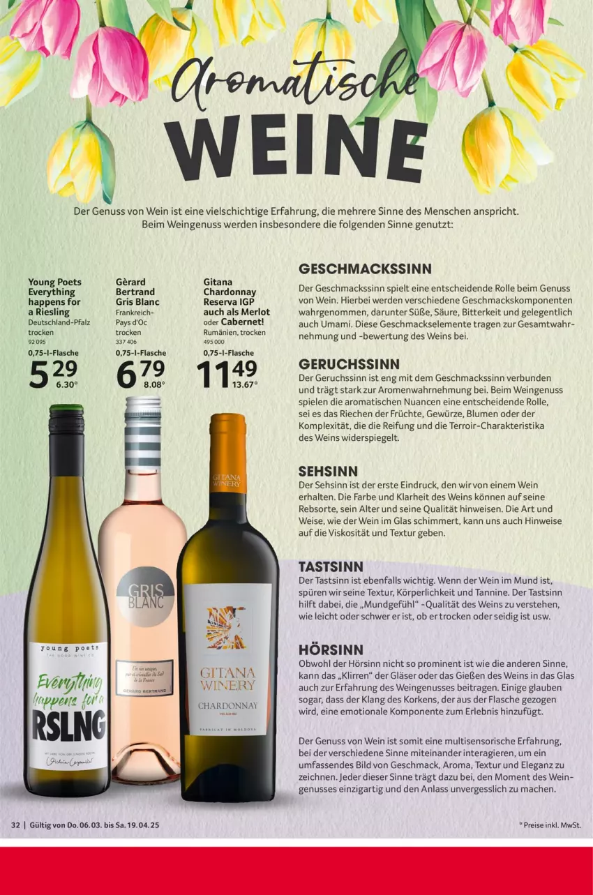 Aktueller Prospekt Selgros - Feinkostkatalog für Ostern - von 06.03 bis 19.04.2025 - strona 32 - produkty: blume, blumen, cabernet, chardonnay, eis, ente, erde, flasche, früchte, gewürz, Gläser, LG, mac, mam, merl, merlot, Nuance, nuss, reis, riesling, rum, spiegel, Spiele, Ti, tisch, wein, Yo