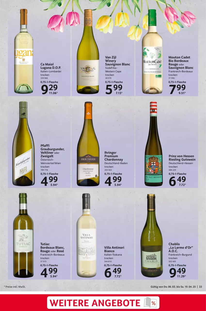 Aktueller Prospekt Selgros - Feinkostkatalog für Ostern - von 06.03 bis 19.04.2025 - strona 33 - produkty: angebot, angebote, Bad, bio, burgunder, Cap, chardonnay, eis, grauburgunder, reis, riesling, ring, rouge, sauvignon, sauvignon blanc, Ti, wein, Weste, Zweigelt