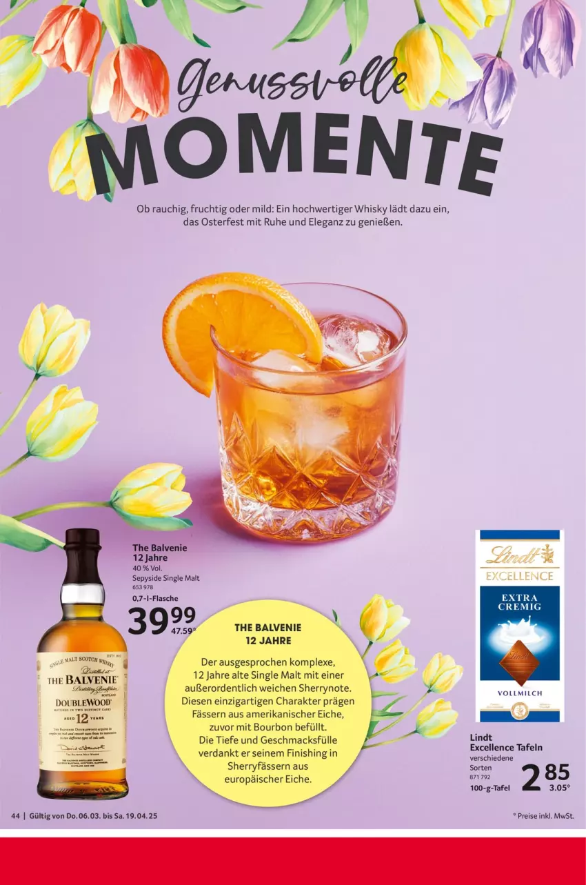 Aktueller Prospekt Selgros - Feinkostkatalog für Ostern - von 06.03 bis 19.04.2025 - strona 44 - produkty: bourbon, eis, elle, Finish, flasche, frucht, lindt, mac, milch, Rauch, reis, Schere, single malt, Ti, vollmilch, whisky