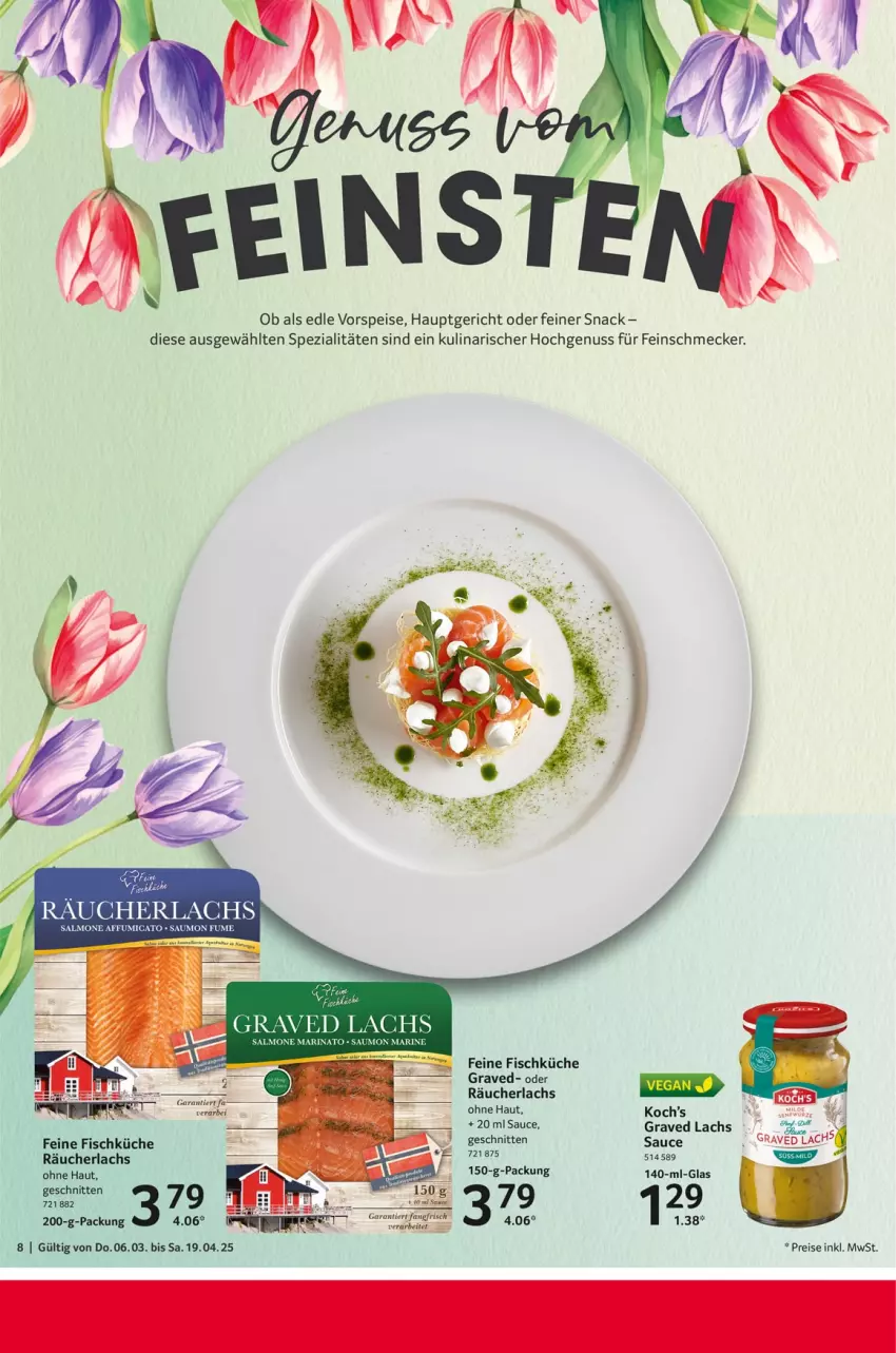 Aktueller Prospekt Selgros - Feinkostkatalog für Ostern - von 06.03 bis 19.04.2025 - strona 8 - produkty: eis, feinschmecker, fisch, Graved Lachs, küche, lachs, nuss, Räucherlachs, reis, sauce, schnitten, snack, Spezi, Ti, vorspeise