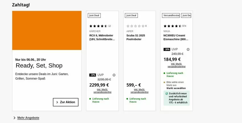 Aktueller Prospekt Saturn - Prospekte - von 02.06 bis 11.06.2025 - strona 2 - produkty: angebot, angebote, Brei, decke, eis, eismaschine, Garten, grill, Kärcher, mähroboter, ndk, pool, Ti, uhr, versandkostenfrei