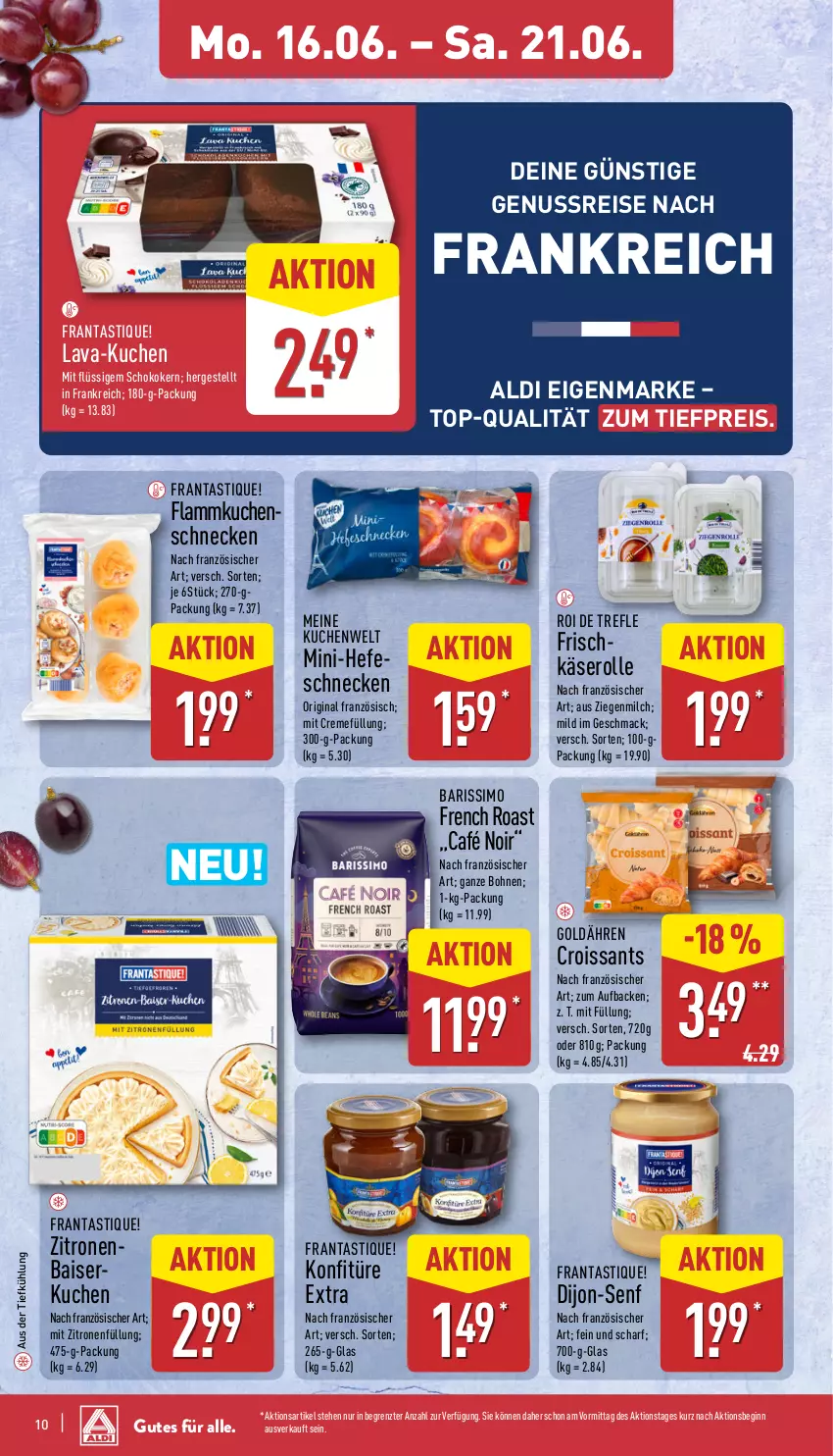 Aktueller Prospekt Aldi Nord - Von Montag - von 16.06 bis 21.06.2025 - strona 10 - produkty: aldi, asti, aus der tiefkühlung, bohne, bohnen, creme, Croissant, croissants, dijon-senf, eis, flammkuchen, frischkäse, gin, Hefe, Käse, konfitüre, kuchen, lamm, mac, milch, nuss, reis, schoko, senf, sim, Ti, tiefpreis, zitrone, zitronen, ZTE