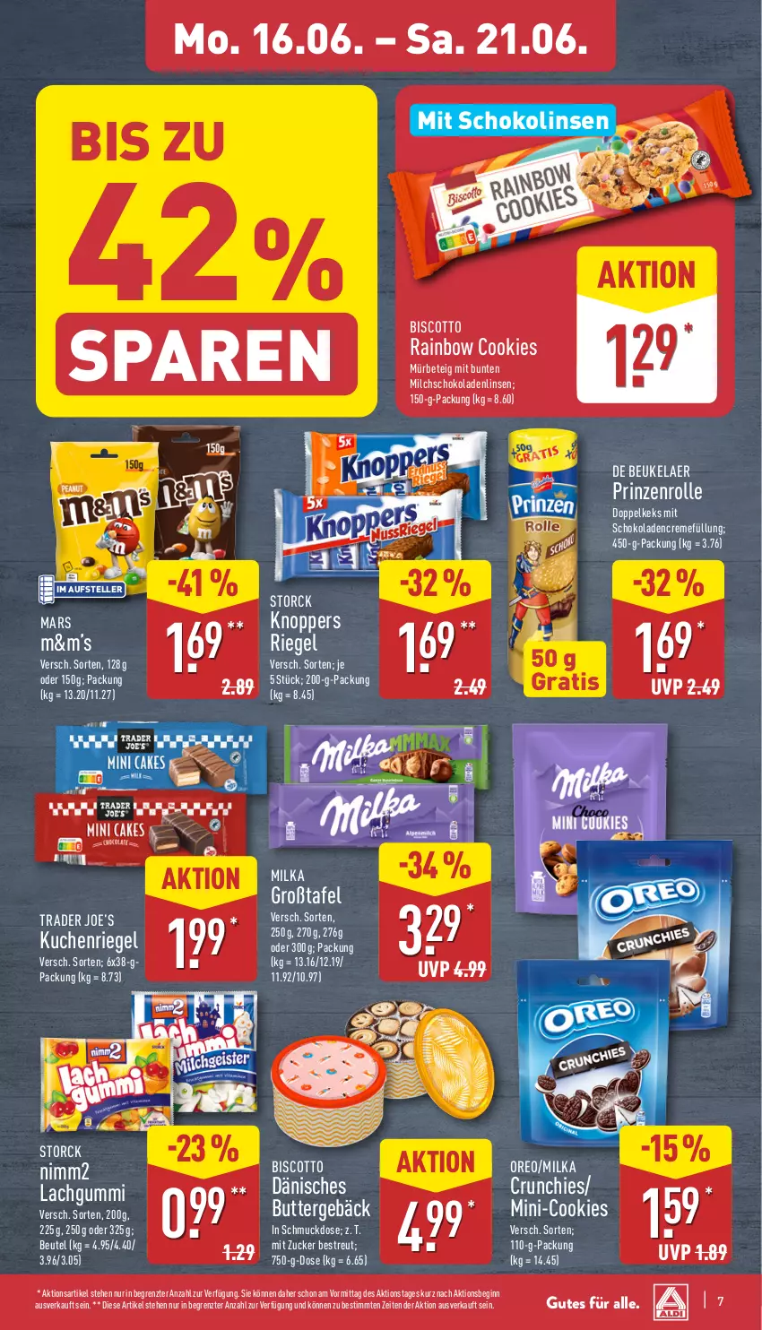Aktueller Prospekt Aldi Nord - Von Montag - von 16.06 bis 21.06.2025 - strona 7 - produkty: beutel, biscotto, butter, cookie, cookies, creme, de beukelaer, elle, gin, keks, knoppers, kuchen, lachgummi, linsen, mars, milch, milka, nimm2, oreo, prinzenrolle, riegel, Schmuck, schoko, schokolade, schokoladen, Schokolinsen, storck, teller, Ti, ZTE, zucker