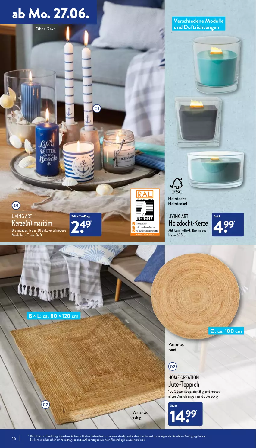 Aktueller Prospekt Aldi Nord - Aldi-Aktuell - von 27.06 bis 02.07.2022 - strona 16 - produkty: auer, decke, Deckel, dell, elle, gin, Holz, Kamin, kerze, Mode, Ria, teppich, Ti, ZTE