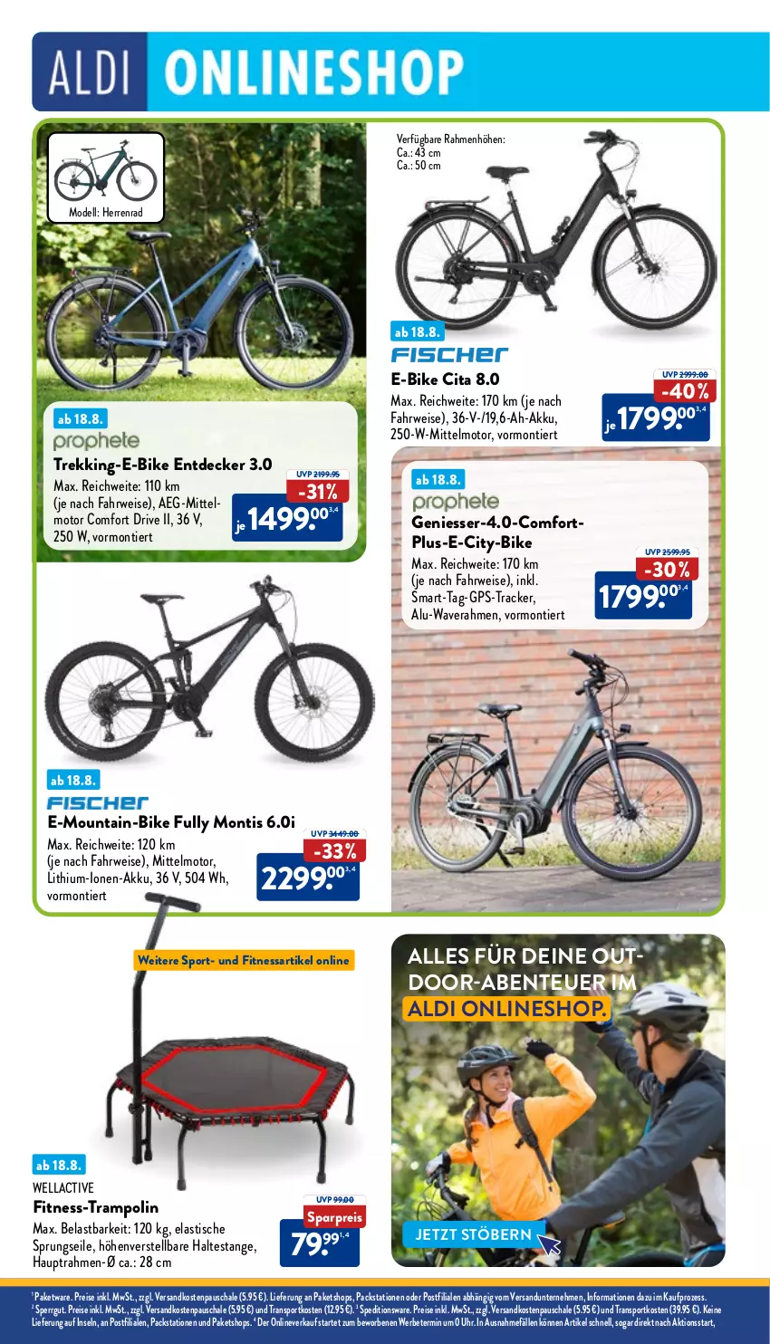 Aktueller Prospekt Aldi Nord - Von Montag - von 19.08 bis 24.08.2024 - strona 34 - produkty: aeg, akku, aldi, asti, decke, dell, E-Bike, eis, ente, GPS, Mode, ndk, reis, rwe, Schal, Schale, Sport, Ti, tisch, Trampolin, uhr, Wella