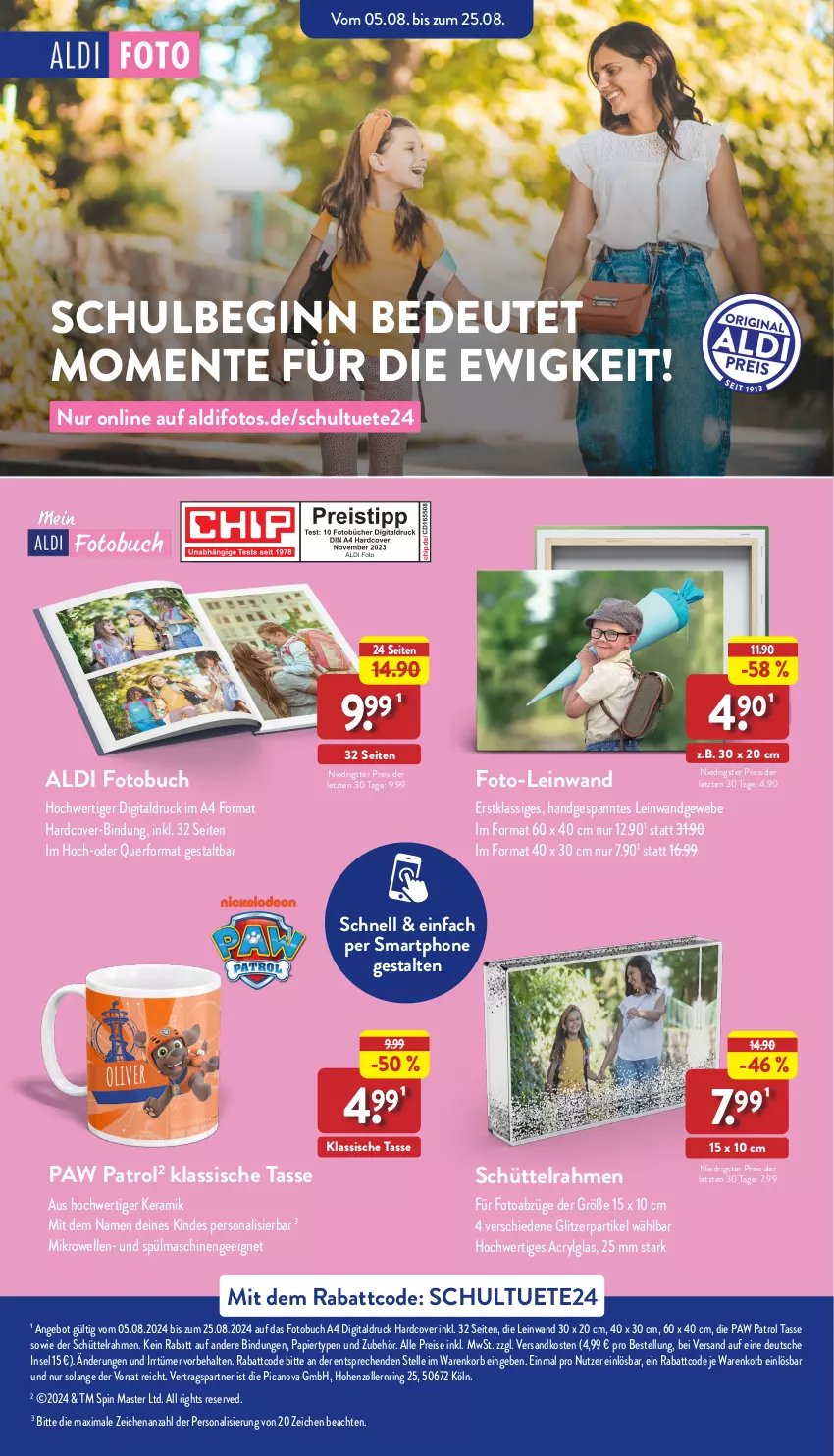 Aktueller Prospekt Aldi Nord - Von Montag - von 19.08 bis 24.08.2024 - strona 40 - produkty: aldi, angebot, buch, eis, elle, ente, Fotobuch, gin, korb, LG, mikrowelle, ndk, papier, Paw Patrol, Persona, reis, ring, smartphone, spülmaschinen, tasse, Ti, ZTE