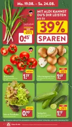 Gazetka promocyjna Aldi Nord - Von Montag - Gazetka - ważna od 24.08 do 24.08.2024 - strona 2 - produkty: aldi, angebot, ball, braun, champignon, champignons, champignons braun, eis, gurke, gurken, Lauchzwiebel, lauchzwiebeln, rispentomaten, salat, Schal, Schale, snack, Ti, tomate, tomaten, ZTE, zwiebel, zwiebeln