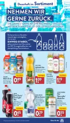 Gazetka promocyjna Aldi Nord - Von Montag - Gazetka - ważna od 24.08 do 24.08.2024 - strona 36 - produkty: aldi, alkohol, Alwa, apfel, apfelsaft, auer, cola, drink, eis, flasche, getränk, getränke, lebensmittel, limo, limonade, milch, mineralwasser, natur, natürliches mineralwasser, pils, Quellbrunn, radler, reis, saft, smoothie, Ti, tiefpreis, wasser, zitrone, zitronen, zucker