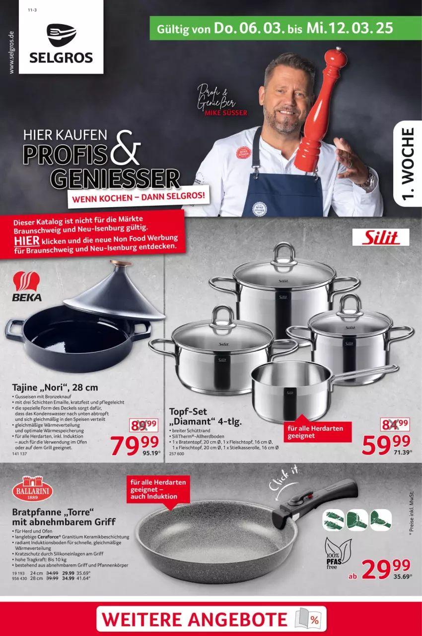 Aktueller Prospekt Selgros - Non Food - von 06.03 bis 12.03.2025 - strona 1 - produkty: braten, Bratentopf, bratpfanne, Brei, decke, Deckel, eis, elle, fleisch, Fleischtopf, grill, herdarten, knauf, kraft, LG, maille, Ofen, pfanne, pfannen, reis, rwe, Spezi, stielkasserolle, Ti, topf, topf-set, und pfanne, wasser