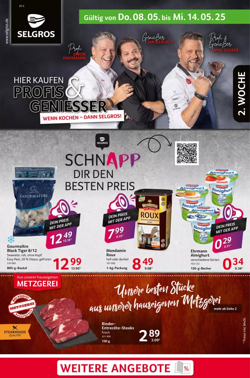 Aktueller Prospekt Selgros - Food - von 08.05 bis 14.05.2025 - strona 1 - produkty: almighur, almighurt, angebot, angebote, Becher, beutel, ehrmann, lack, LG, mondamin, rind, rinder, steak, steaks, Ti