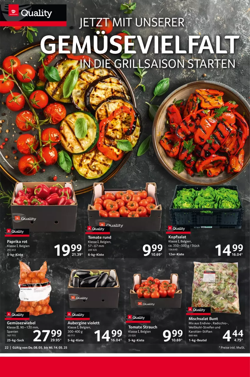 Aktueller Prospekt Selgros - Food - von 08.05 bis 14.05.2025 - strona 22 - produkty: aubergine, eis, Gemüsezwiebel, gin, karotten, kopfsalat, LG, paprika, paprika rot, Radicchio, Rauch, reifen, reis, sac, salat, stifte, Ti, tomate, Weißkohl, zwiebel