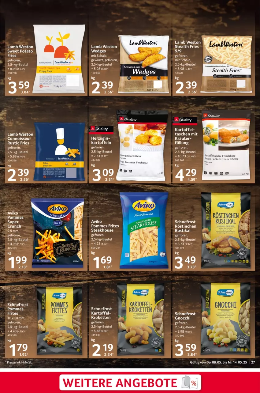 Aktueller Prospekt Selgros - Food - von 08.05 bis 14.05.2025 - strona 27 - produkty: angebot, angebote, beutel, ente, frischkäse, gewürz, gin, gnocchi, kartoffel, kartoffeln, Käse, kräuter, LG, pommes, Pommes Frites, Schal, Schale, steak, Tasche, taschen, Ti, wedges