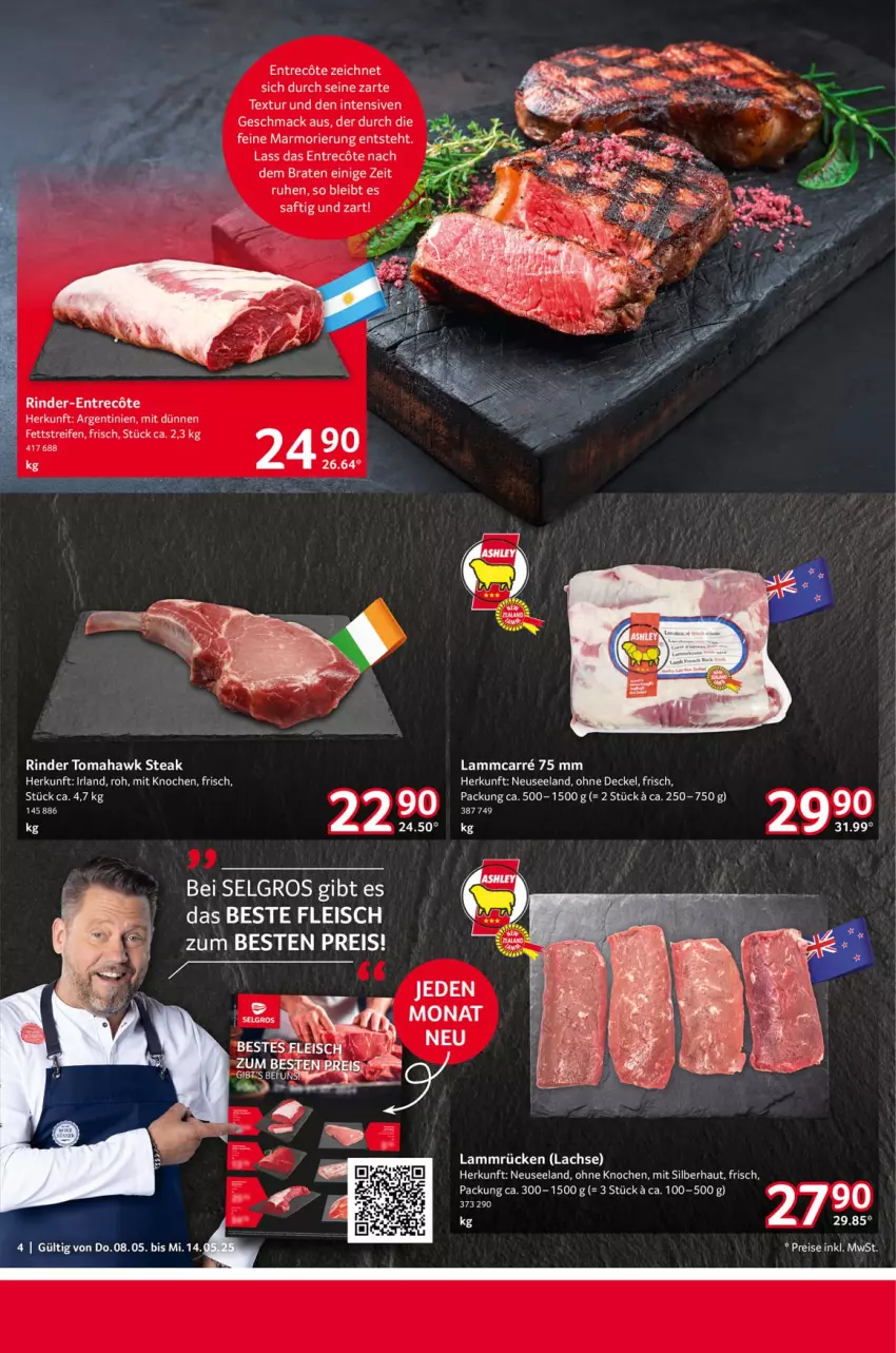 Aktueller Prospekt Selgros - Food - von 08.05 bis 14.05.2025 - strona 4 - produkty: decke, Deckel, eis, Elan, lachs, lamm, Lammrücken, LG, reifen, reis, rind, rinder, saft, steak, Ti