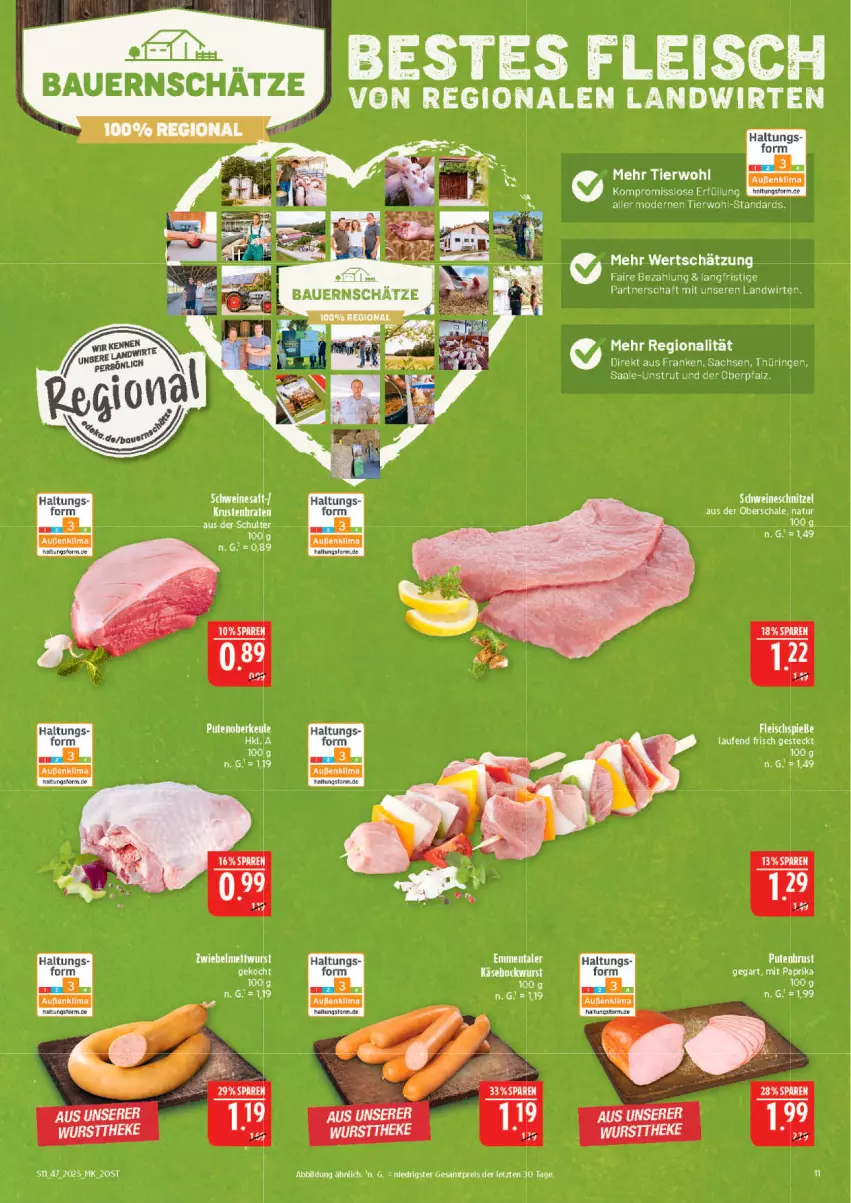 Aktueller Prospekt Marktkauf - Prospekt - von 16.11 bis 22.11.2025 - strona 11 - produkty: auer, Bau, Bauer, eis, elle, fleisch, Käse, Laufen, Mode, natur, pute, Putenoberkeule, reis, ring, sac, saft, Schal, Schale, schwein, schweine, Ti, wein, weine, wurst, ZTE