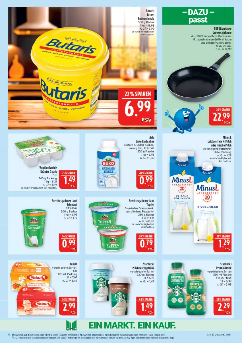 Aktueller Prospekt Marktkauf - Prospekt - von 16.11 bis 22.11.2025 - strona 16 - produkty: aktionspreis, arla, arla buko, Becher, Buko, deka, drink, eis, flasche, frische milch, getränk, kräuter, malz, milch, nuss, pfanne, quark, reis, sahne, Schmalz, schmand, speisequark, starbucks, tee, Ti, vollmilch, ZTE