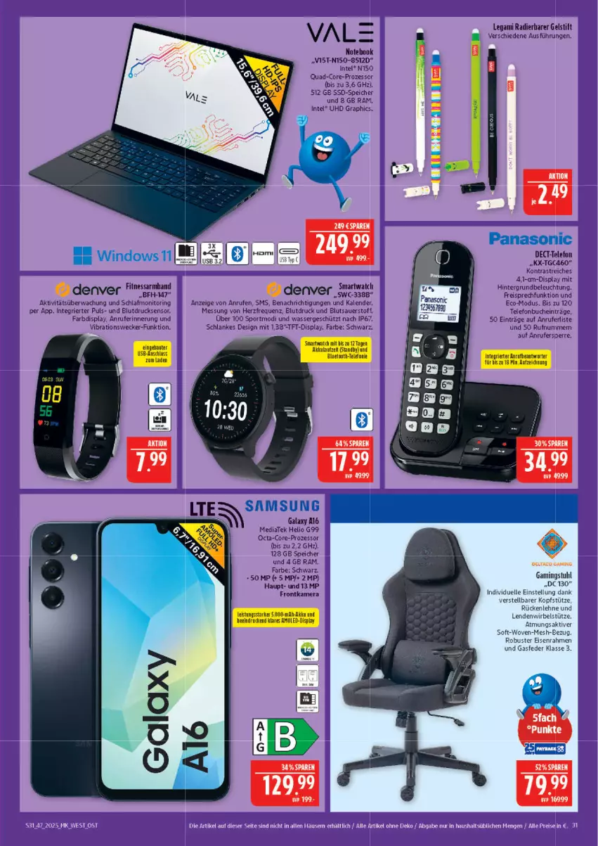 Aktueller Prospekt Marktkauf - Prospekt - von 16.11 bis 22.11.2025 - strona 31 - produkty: auer, beleuchtung, buch, eis, elle, frontkamera, HD Graphics, Intel, kamera, kopfstütze, monitor, notebook, quad, quad-core-prozessor, reis, ring, rückenlehne, Sport, ssd, SSD-Speicher, stuhl, telefon, Ti, uhd, wasser, weck