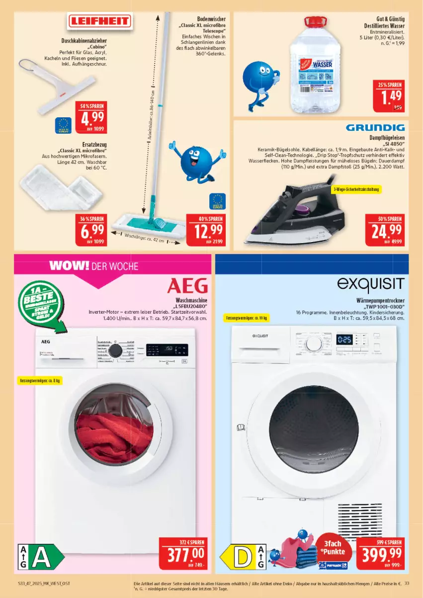 Aktueller Prospekt Marktkauf - Prospekt - von 16.11 bis 22.11.2025 - strona 33 - produkty: aeg, auer, Bau, beleuchtung, bügel, Bügeleisen, dampfbügeleisen, eis, grundig, Kinder, mikrofaser, reis, Schal, Ti, Trockner, wärmepumpentrockner, waschmaschine, wasser, ZTE