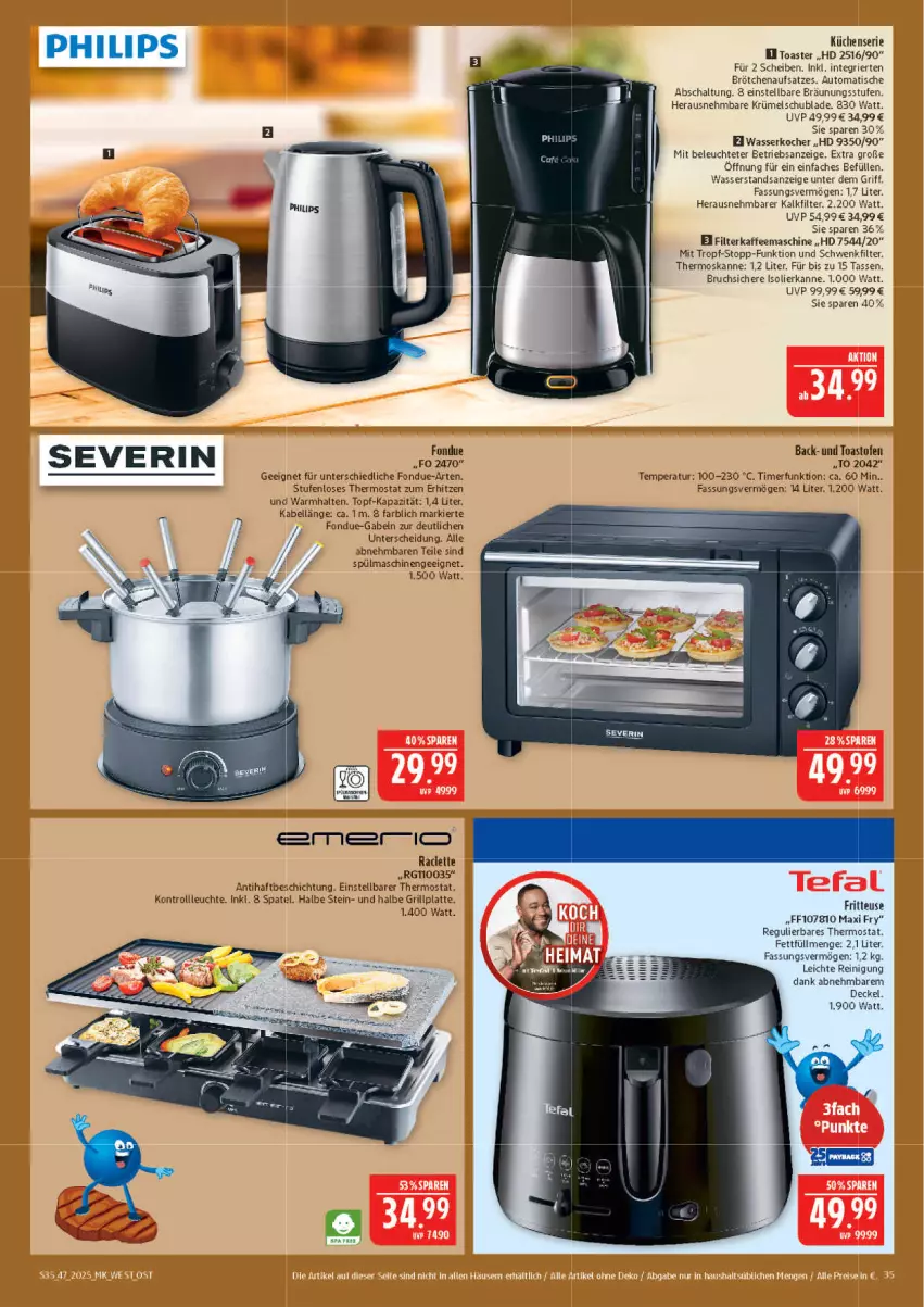 Aktueller Prospekt Marktkauf - Prospekt - von 16.11 bis 22.11.2025 - strona 35 - produkty: auto, brötchen, brötchenaufsatz, decke, Deckel, filterkaffee, Fondue, fritteuse, gabel, grill, grillplatte, isolierkanne, kaffee, kaffeemaschine, Kocher, küche, Küchen, latte, Leuchte, Ofen, Philips, Reinigung, Schal, spülmaschinen, tasse, thermostat, Ti, timer, tisch, toast, toaster, topf, wasser, wasserkocher