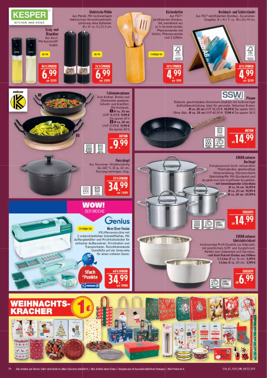 Aktueller Prospekt Marktkauf - Prospekt - von 16.11 bis 22.11.2025 - strona 36 - produkty: bambus, batterie, batterien, Behälter, besteck, braten, buch, decke, Deckel, deka, edelstahl, eis, essig, fleisch, Fleischtopf, Glasdeckel, Holz, Kochtopf, küche, Küchen, Küchenhelfer, LG, Liege, messer, pfanne, pfannen, Pfannenwender, reis, schüssel, Sport, tablet, Tablets, Ti, Tiere, tisch, topf