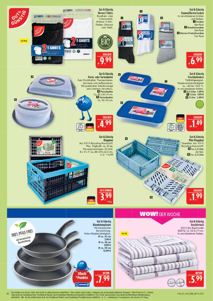 Aktueller Prospekt Marktkauf - Prospekt - von 16.11 bis 22.11.2025 - strona 40 - produkty: Bau, baumwolle, bio, bio-baumwolle, eis, Freizeitsocken, geschirr, geschirrtuch, kraft, LG, pfanne, reis, schuhe, shirt, shirts, socken, Sport, T-Shirt, Ti, Tiere, tisch, torte, tuc, wolle, ZTE