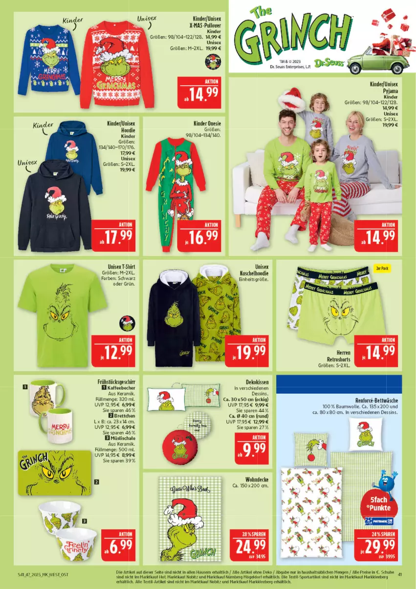 Aktueller Prospekt Marktkauf - Prospekt - von 16.11 bis 22.11.2025 - strona 41 - produkty: Bau, baumwolle, Becher, bett, bettwäsche, Brettchen, decke, dekokissen, eis, ente, geschirr, kaffee, kaffeebecher, Kinder, kissen, müsli, Müslischale, Pullover, Pyjama, reis, retroshorts, Schal, Schale, schuhe, shirt, shorts, Sport, T-Shirt, Ti, wolle