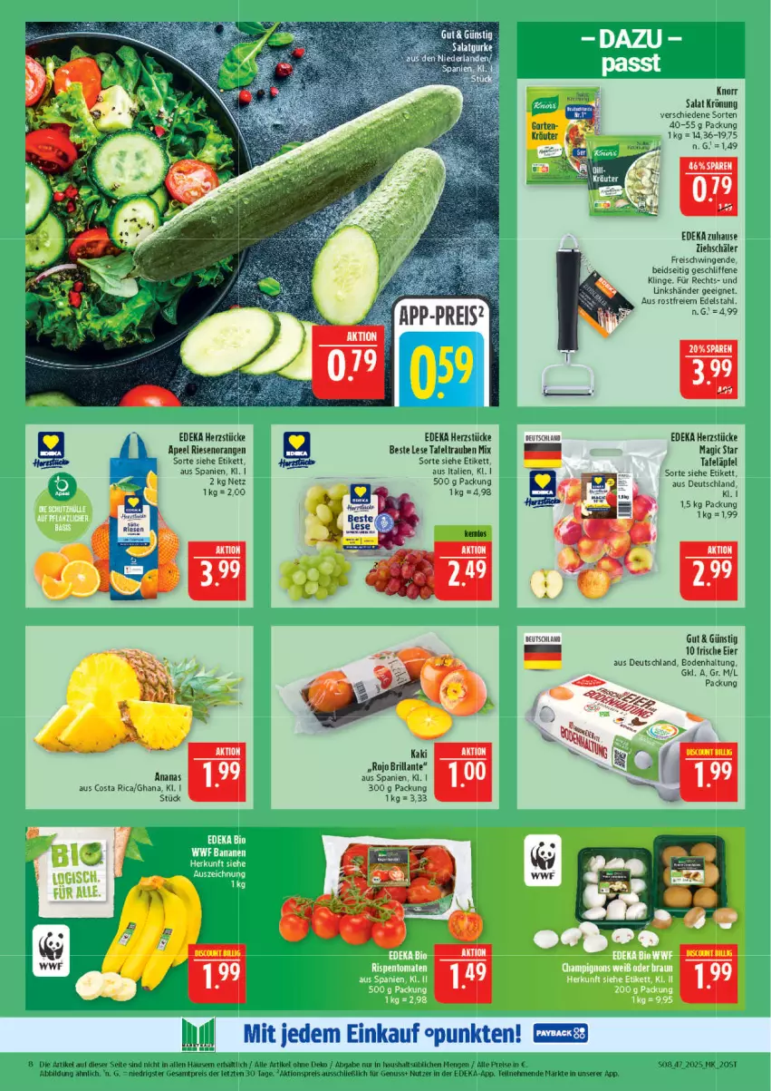Aktueller Prospekt Marktkauf - Prospekt - von 16.11 bis 22.11.2025 - strona 8 - produkty: aktionspreis, ananas, deka, edelstahl, eier, eis, Garten, Kaki, knorr, kräuter, nuss, orange, orangen, reis, salat, tafeläpfel, tafeltrauben, Ti, trauben, ZTE
