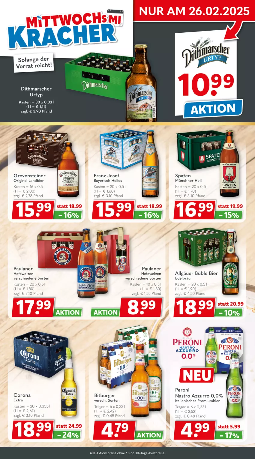 Aktueller Prospekt Getraenkeland - von 17.02 bis 01.03.2025 - strona 3 - produkty: aktionspreis, bestpreis, bestpreise, bier, bitburger, burger, corona, corona extra, eis, elle, gin, grevensteiner, Hefe, hefeweizen, LG, mars, Paula, paulaner, Peroni, Premiumbier, reis, Spaten, steiner, Ti, urtyp, veltins