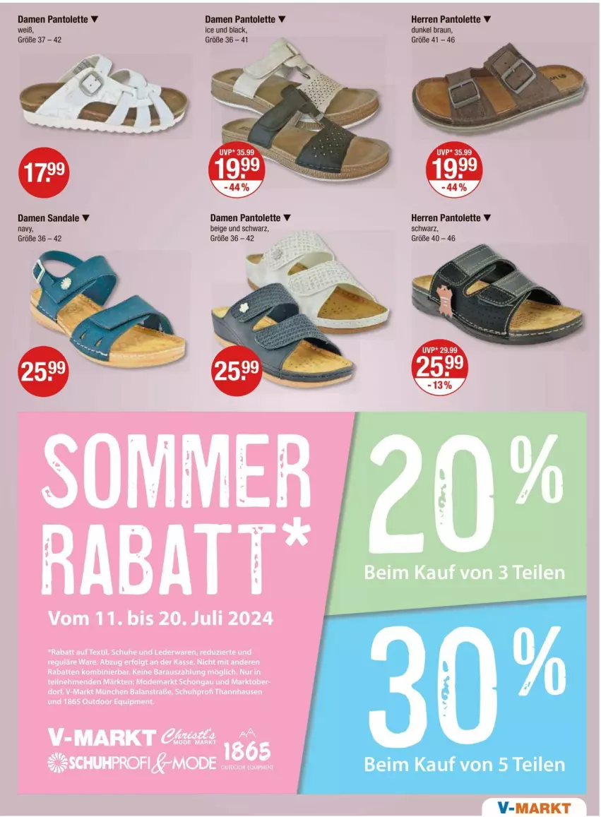 Aktueller Prospekt Vmarkt - Prospekte - von 11.07 bis 17.07.2024 - strona 17 - produkty: braun, lack, pantolette, sandale