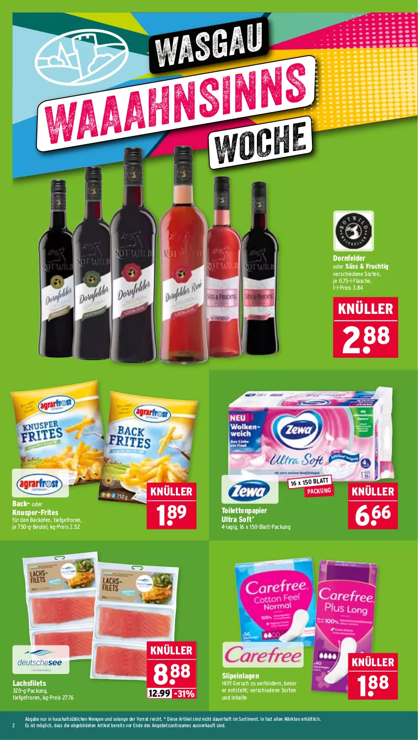 Aktueller Prospekt Wasgau - von 24.11 bis 29.11.2025 - strona 2 - produkty: angebot, auer, backofen, beutel, dornfelder, eis, filet, filets, flasche, frucht, lachs, lachsfilet, lachsfilets, Ofen, papier, reis, slip, slipeinlagen, Ti, toilettenpapier