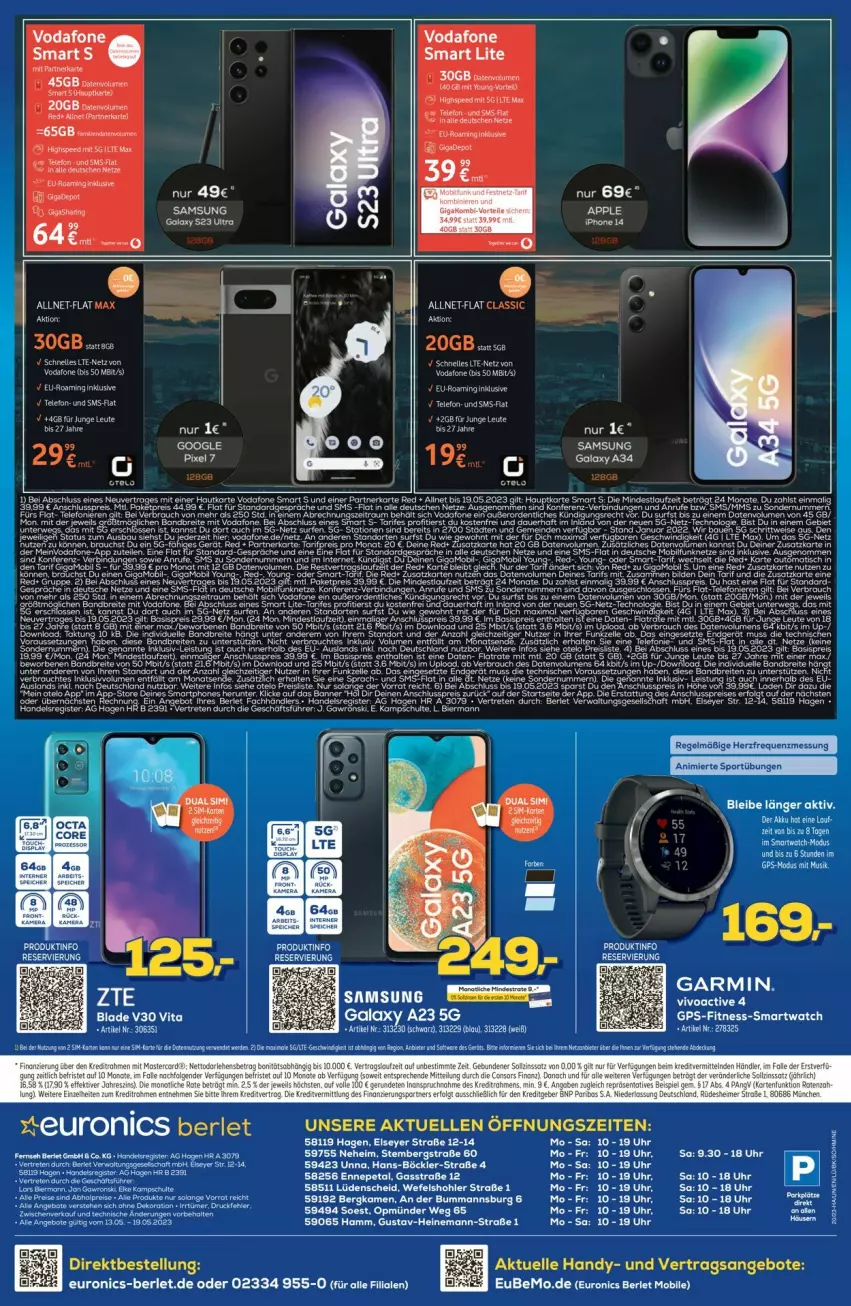 Aktueller Prospekt Euronics - Prospekte - von 17.05 bis 24.05.2023 - strona 10 - produkty: akku, angebot, angebote, Apple, brita, eier, eis, elle, ente, garmin, GPS, Handy, Rauch, reis, Samsung, smartwatch, Sport, Surf, tee, Ti, uhr, vodafone, Yo