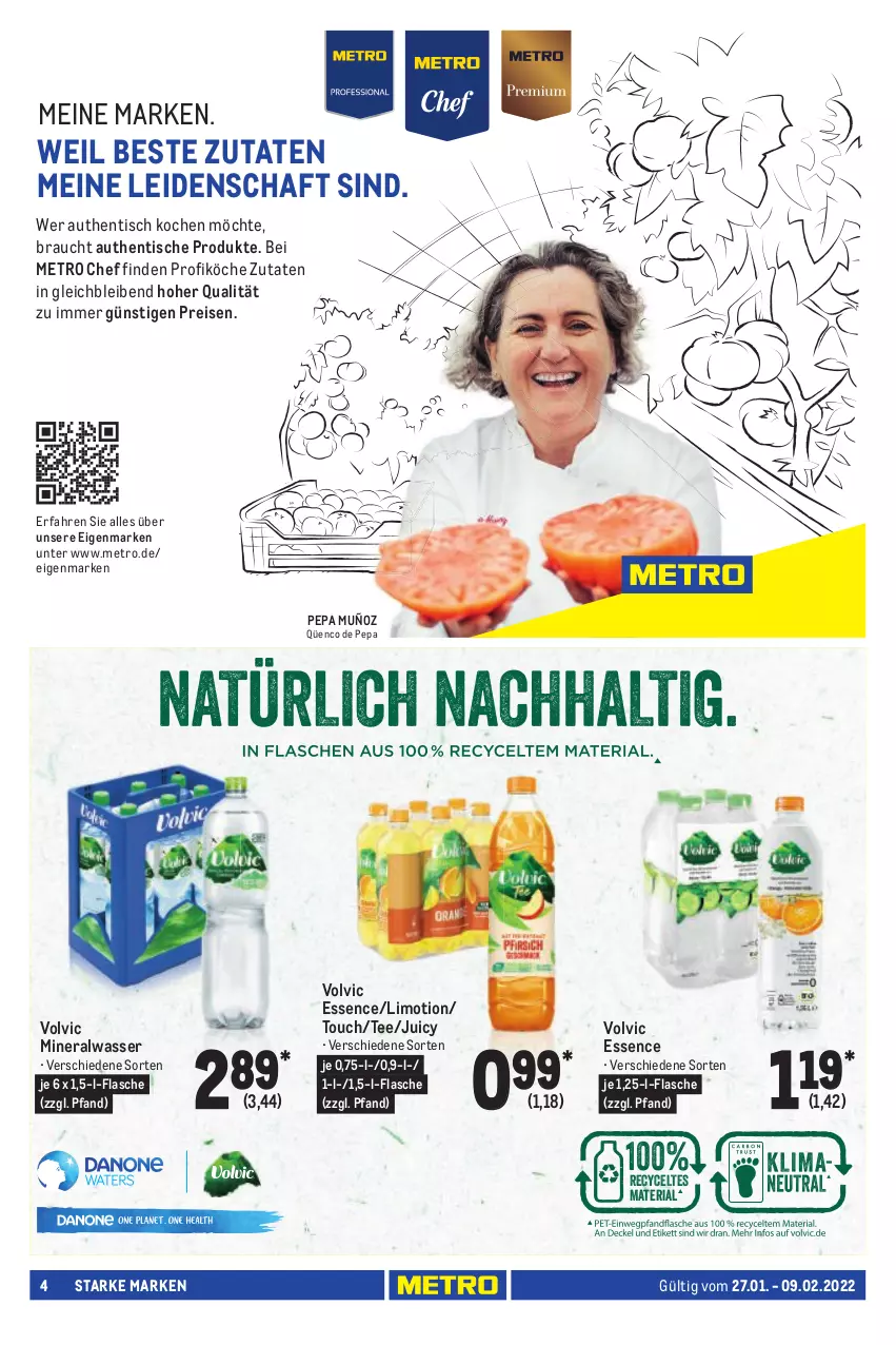 Aktueller Prospekt Metro - Starke Marken - von 27.01 bis 09.02.2022 - strona 4 - produkty: Alwa, eis, flasche, limo, Metro, mineralwasser, Rauch, reis, Ria, tee, Ti, tisch, volvic, wasser