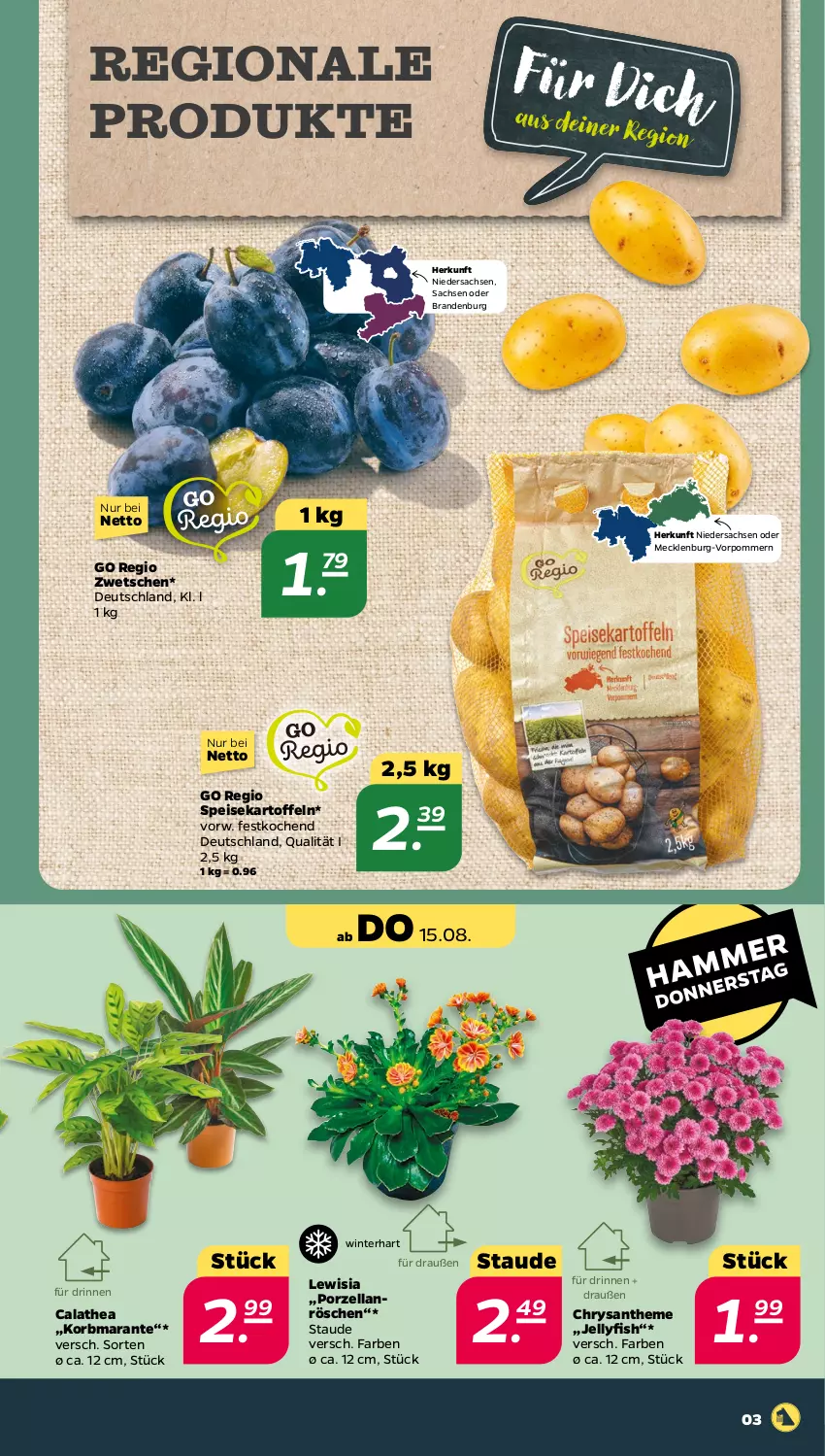 Aktueller Prospekt Netto - Woche 33 - von 12.08 bis 17.08.2024 - strona 3 - produkty: eis, kartoffel, kartoffeln, korb, sac, speisekartoffeln, Thea